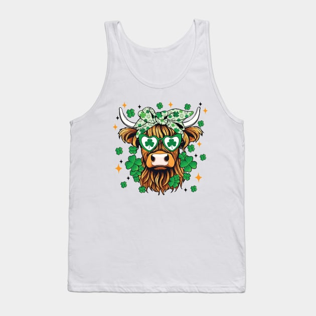 St Patrick's Day Highland Cow Tank Top by TDH210